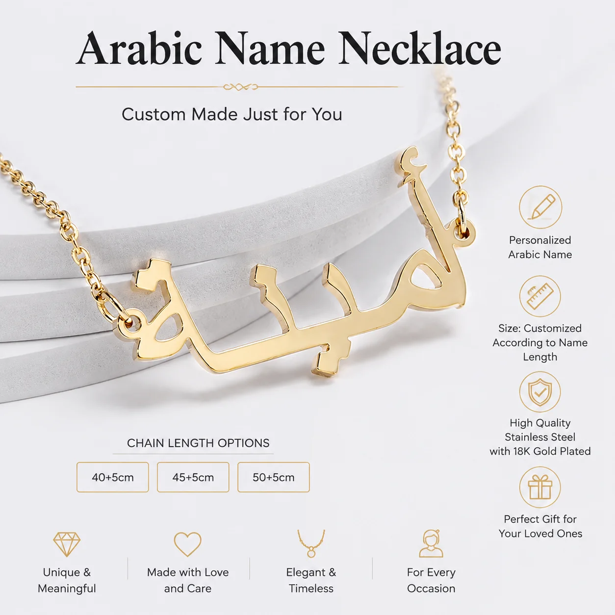 Image 4: Collier personnalisé avec nom arabe Qitian, colliers avec plaque nominative personnalisée, pendentifs arabes en acier inoxydable, collier ras du cou pour femmes, bijoux.