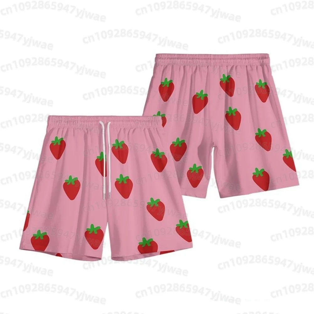 2026 Men's Pink Strawberry Short Pants   Anime GINTAMA Sakata Gintoki Cosplay Costume Unisex Party Men Beach Shorts Pants view 3