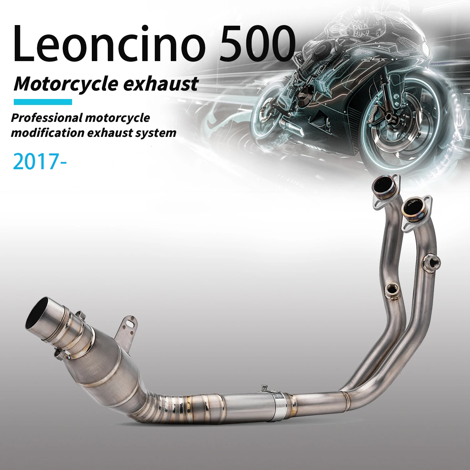 

For Leoncino 500 Motorcycle Exhaust System Modified titanium alloy Front Link Pipe Two oxygen sensors 51mm 2017 years to now