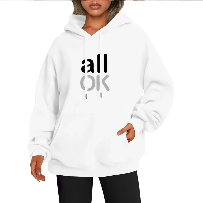 سويت شيرت نسائي كاجوال بأكمام طويلة مطبوع من All Ok، بلوفر نسائي ناعم بغطاء للرأس كاجوال ملابس الشارع الشهير للنساء #3