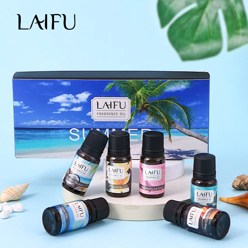 

6-Pack Tropical Essential Oils Set (10ml Each) - Plumeria, Pina Colada, Bali, Strawberry, Ocean Breeze for Diffusers, Aromathera