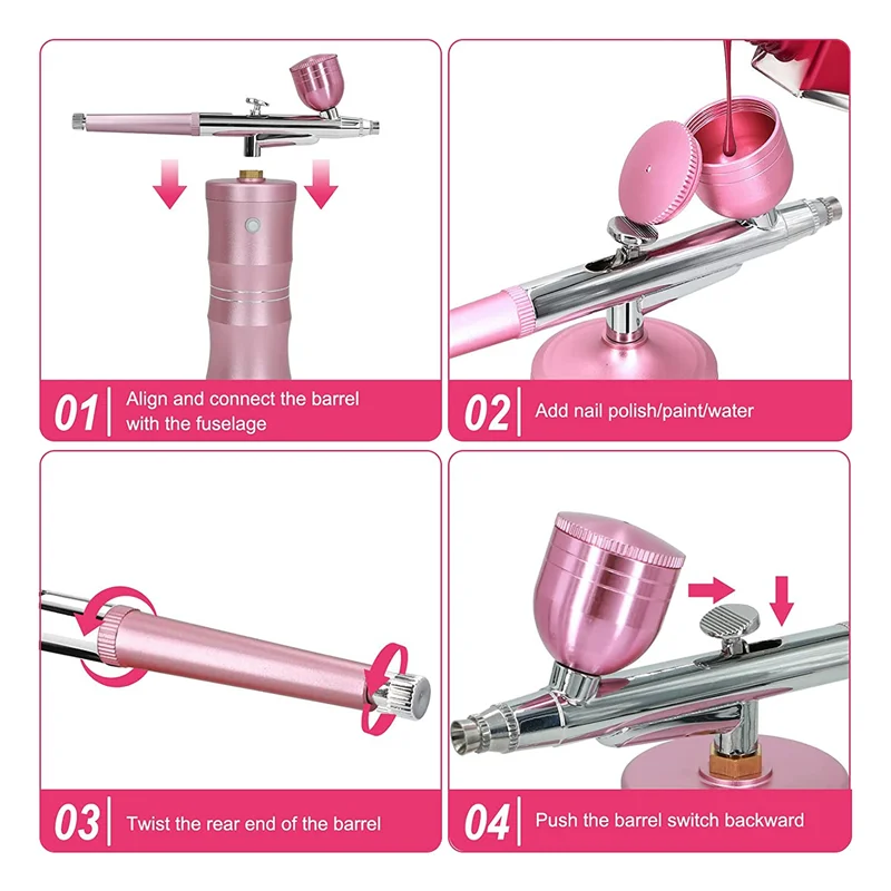 ABJY-مجموعة فرشاة الهواء مع ضاغط الهواء، ترقية 7.4 فولت 34 رطل لكل بوصة مربعة فرشاة الهواء البخاخ قابلة للشحن المحمولة فرشاة الهواء اللاسلكية