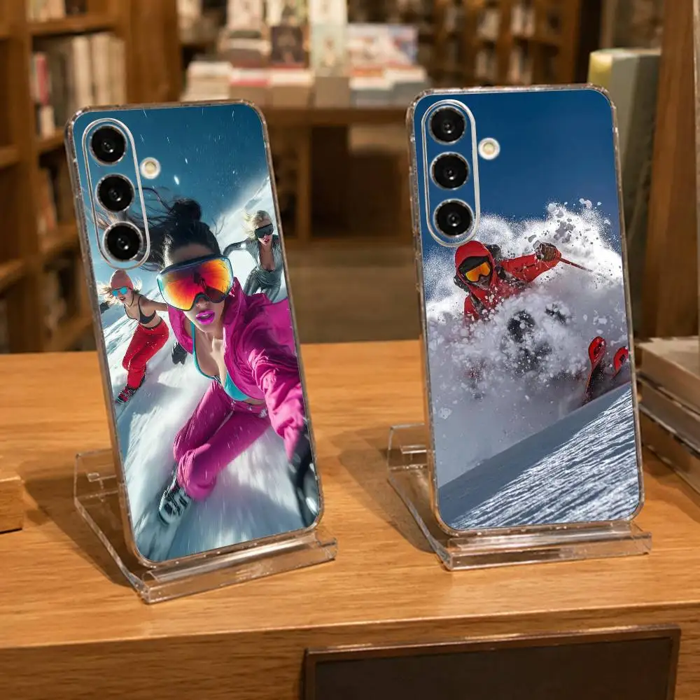 sport skiing Clear Phone Case for Samsung A71, A70, A52, A51, A40, A30, A20