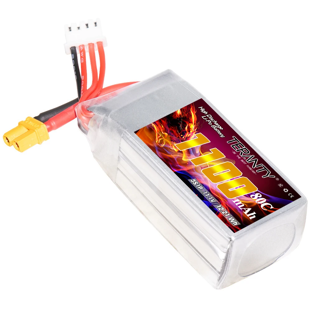 ترقية TERANTY 1100mAh 3S 11.1V 80C/160C نموذج طائرة معبر داخلي FPV ارتفاع معدل ارتفاع ضغط بطارية ليبو