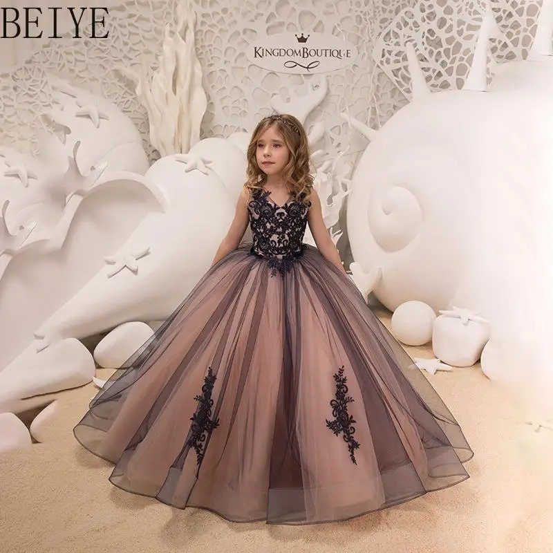 

Girls' Formal Dresses Princess Gowns Lace Flower Runway Floor-length Summer Children's Piano Performance Girls Party Dress