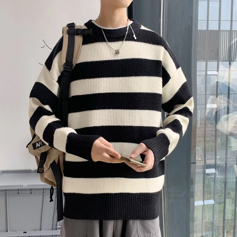 Maglione lavorato a maglia Vintage uomo donna Harajuku Pullover Casual in cotone tato Langdon maglione stesso stile top a righe verdi 2024 autunno