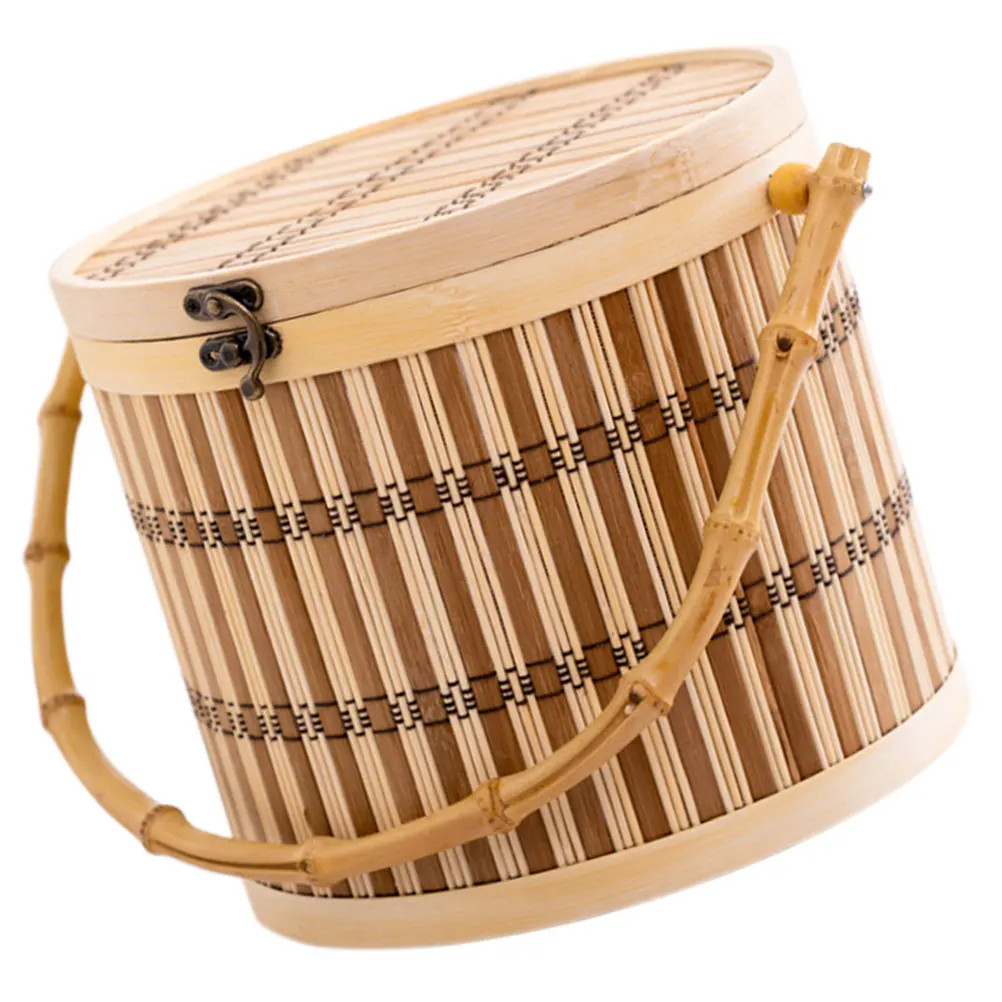 

Portable Bamboo H made Storage Basket Large Capacity Picnic ganizer Baskets Household Items Food Container Vegetables Shopping