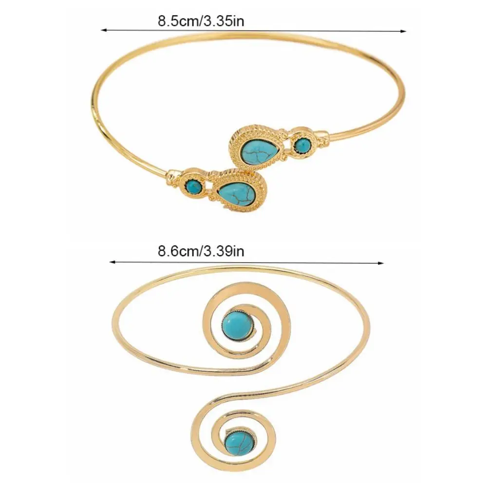 قابل للتعديل سبيكة الذراع الكفة الفيروز المعصم ملحق واسعة مفتوحة الذراع الكفة مبالغ فيها الذراع سلسلة البوهيمي سوار الفتيات #6