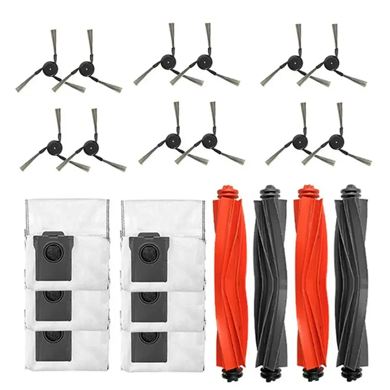 

Запасные части ABSF для Dreame X40 Pro Ultra: основная роликовая щетка, боковая щетка, HEPA-фильтр, салфетка для мытья, мешки для сбора пыли, аксессуары.