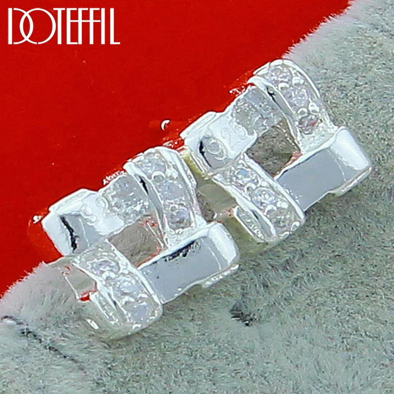 

DOTEFFIL 925 Sterling Silver AAA Zircon Square Stud Earring For Women Fashion Charm Wedding Engagement Party Jewelry