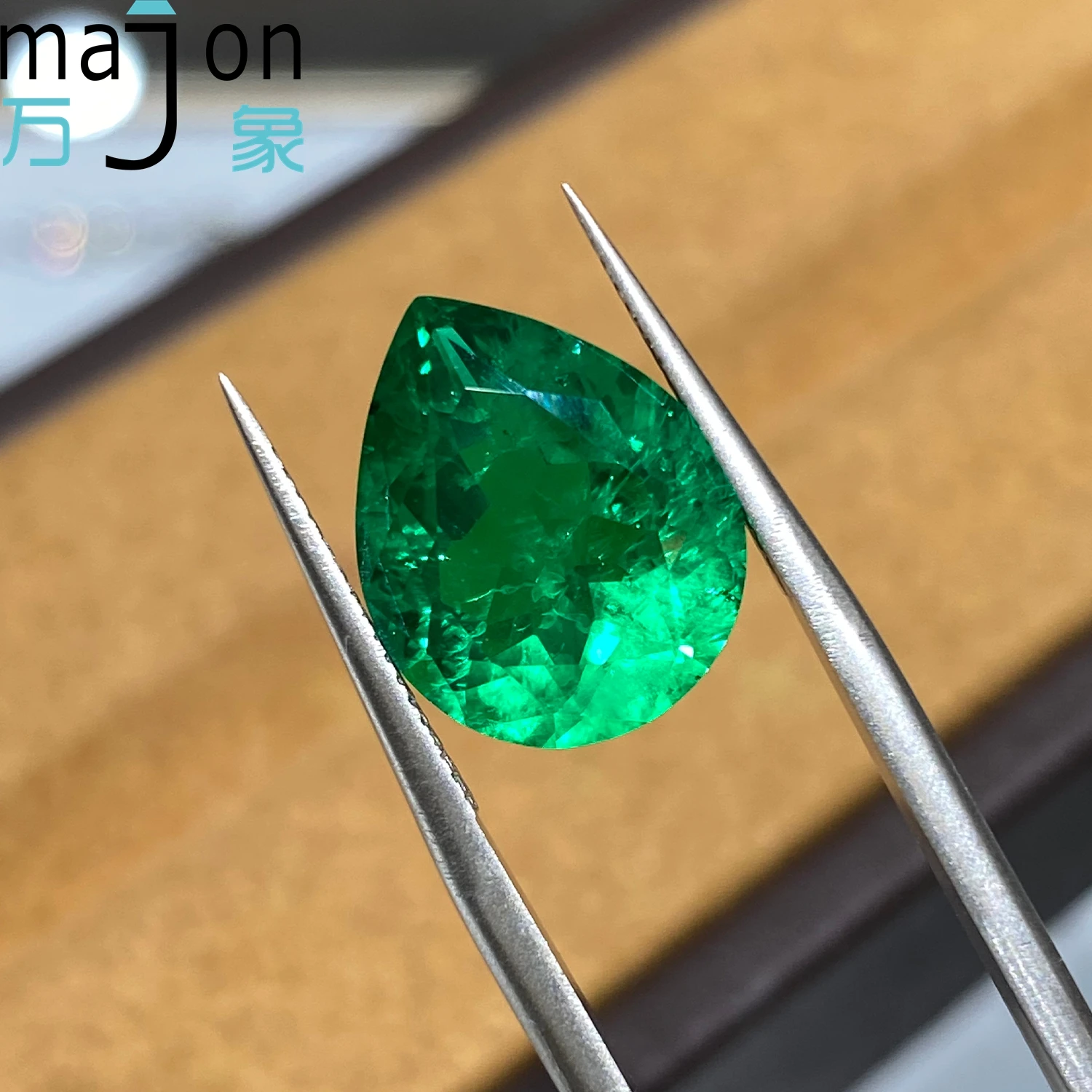 

6CT Lab Grown Emerald Stone Colombian Pear Shape With AGL Certificate for jewelry making