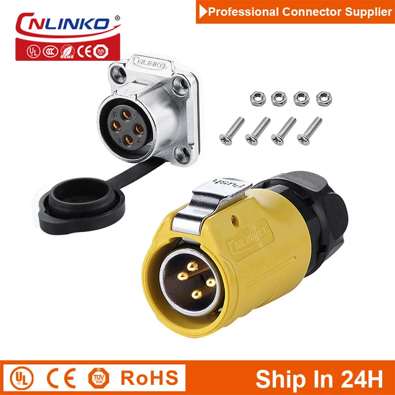 Cnlinko LP20 Waterproof M20 4Pin Industrial Circular Cable Power Connector Wire Plug Socket for Underwater Landscape LED Lights