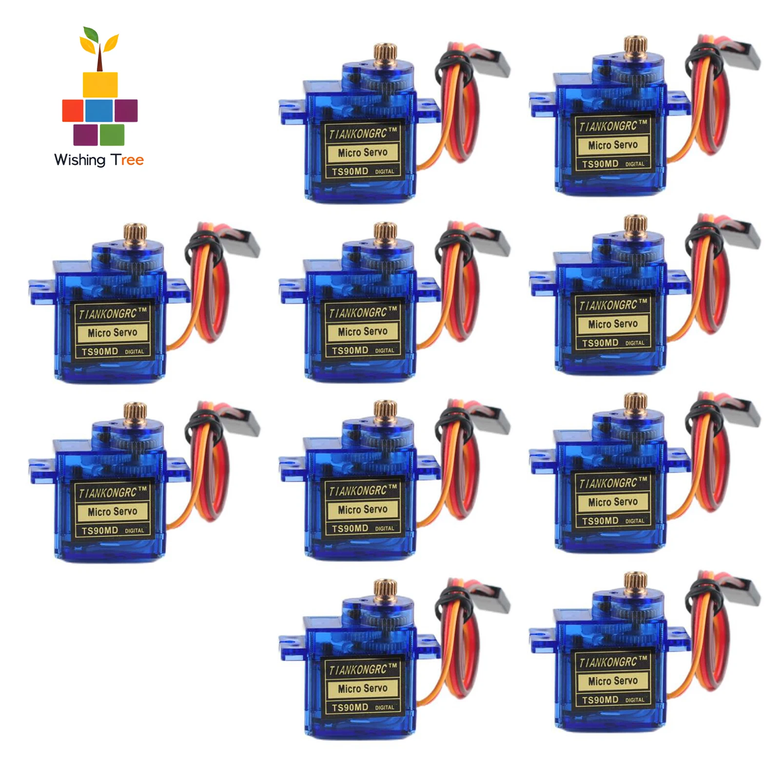 10PCS TS90MD 9g Digital Micro Servo Full Metal Gear 90/180/270/360° PWM Control for RC Robot Plane