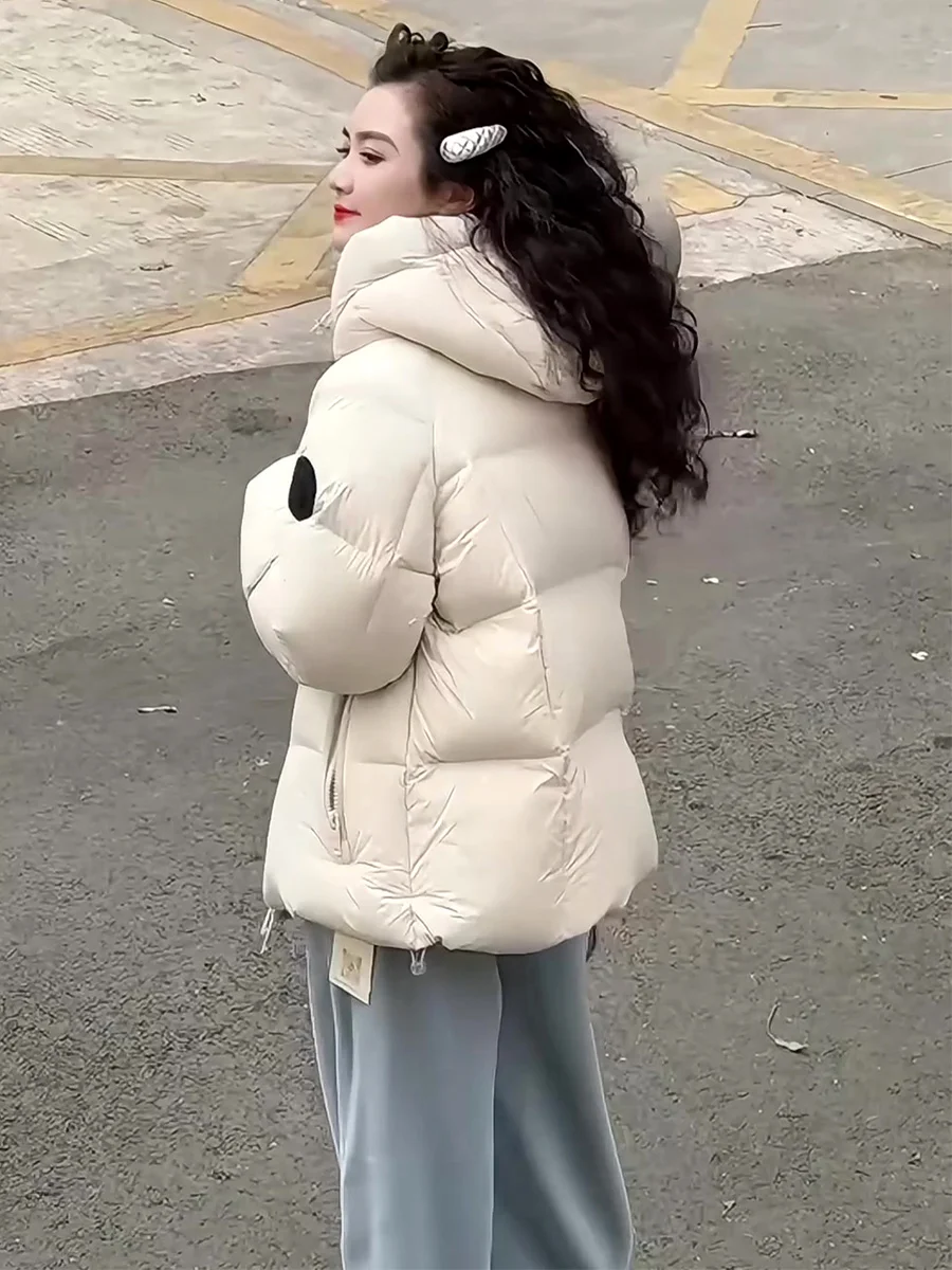 Chaqueta de plumón Bla Puff para mujer, de invierno, de longitud media, con capucha, cuello alto, 90% plumón blanco, cálida, informal