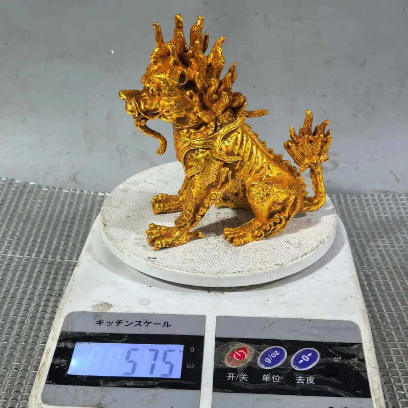Bronze Sitting Pixiu Single Horn Fire Pixiu Brass Pixiu Home Office Desktop Decoration Craft Creative Gift