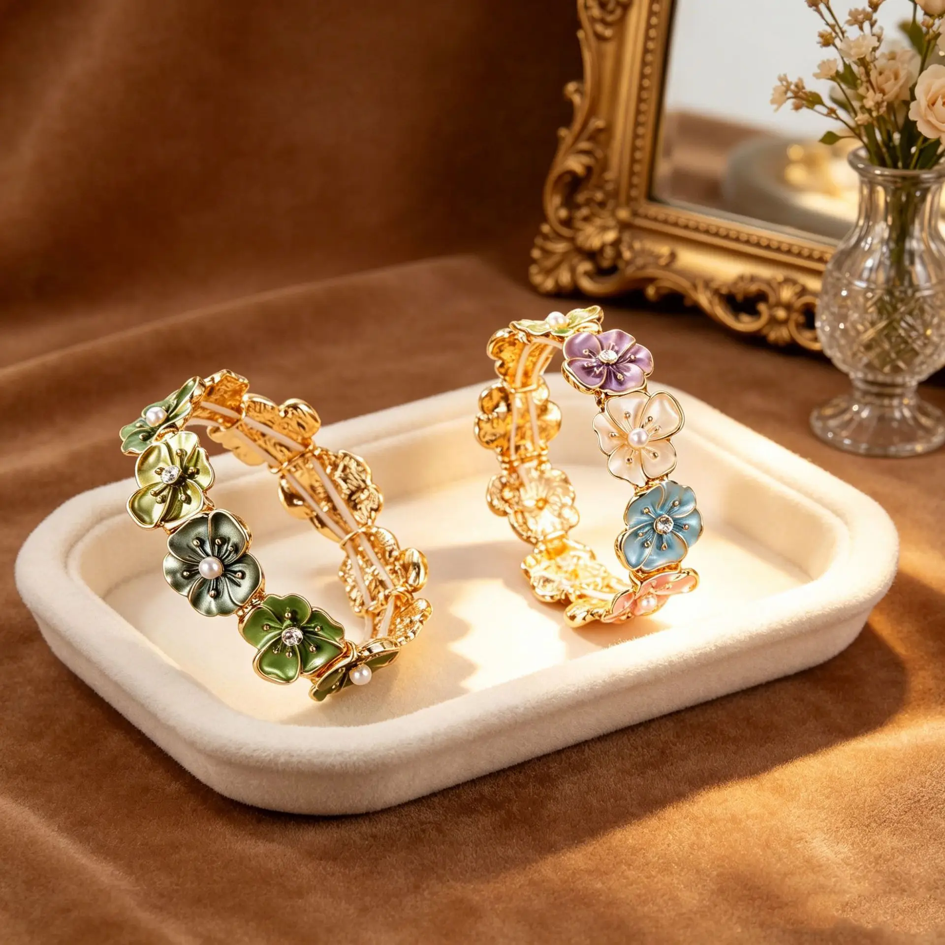 Spring Enamel Five Petal Plum Blossom Bracelet, Luxury Fashion Bangle, Original Niche Jewelry for Women, European Style Anti