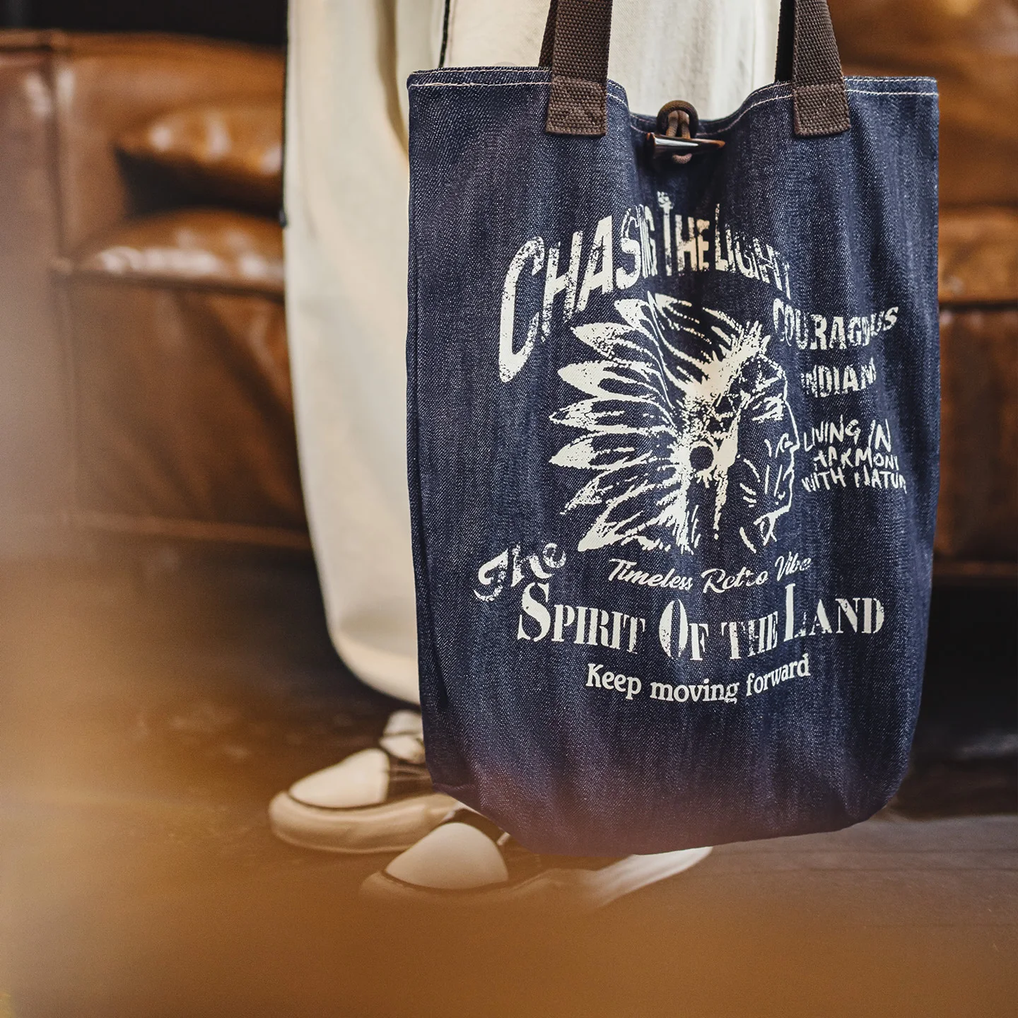 Maden Vintage denim draagtas met Indiaas patroon Grote capaciteit enkele schoudertassen Commuter handtas voor mannen en vrouwen