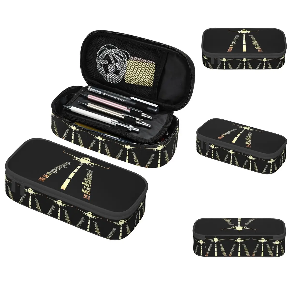 

Airplane Airstrip Phonetic Alphabet Pencil Case for Kids School Pen Box Pencil Bag Stationery Supplies Pen Holder Bag