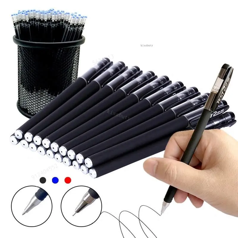 10/12/20/22Pcs Gel Pen Black/Blue ink 0.38/0.5/0.7mm Refills Rods ballpoint pens For School Office Exam Supplies Stationery