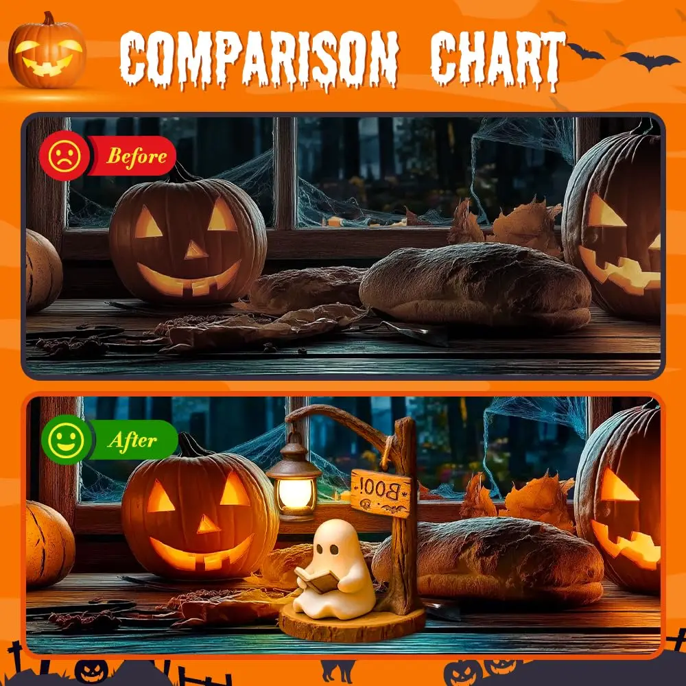 3D Resin Halloween Ghost Reading Lantern Reading Corner Light Aesthetic Lantern For Indoor Living