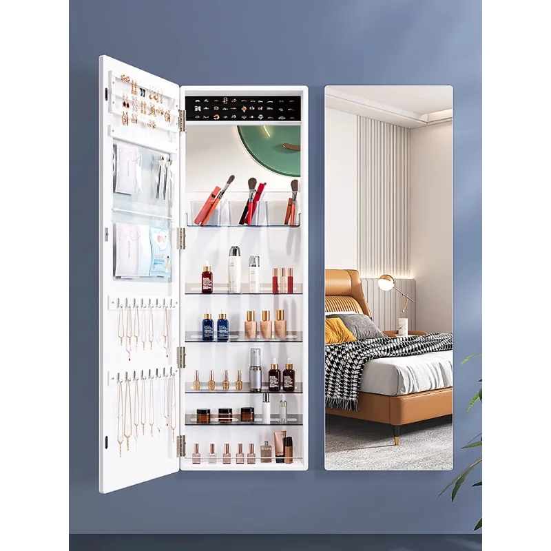 

Yangyuan solid wood dressing mirror jewelry storage cabinet wall mounted bedroom full body mirror makeup cabinet entrance mirror