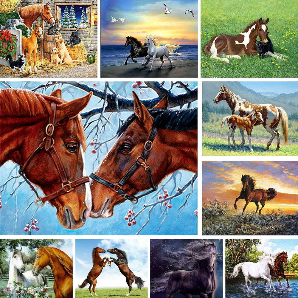 Animal Horse Printed Canvas 11CT Cross Stitch DIY Embroidery Patterns Painting Knitting Handmade Craft Liczone Home Decor Needle