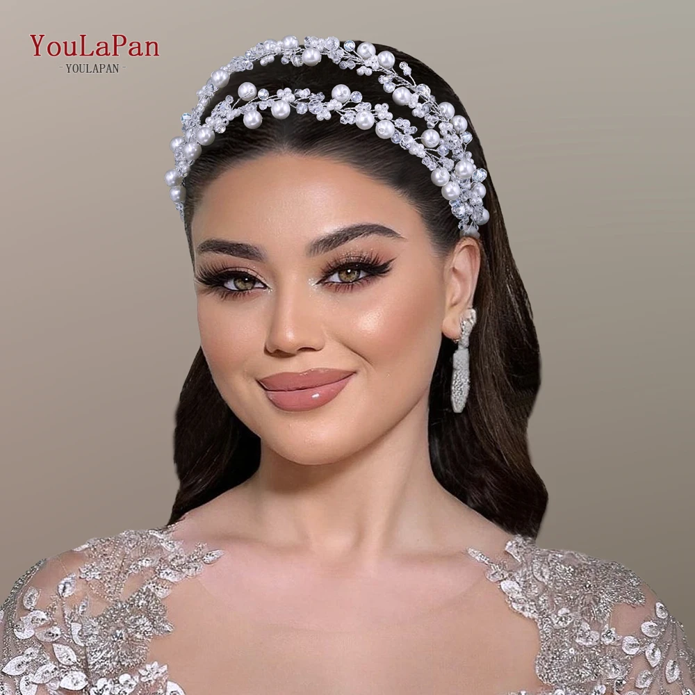 

YouLaPan Elegant Bridal Wedding Headbands Handmade Pearls Rhinestone Exquisite Ladies Banquet Dance Party Hair Accessories HP748