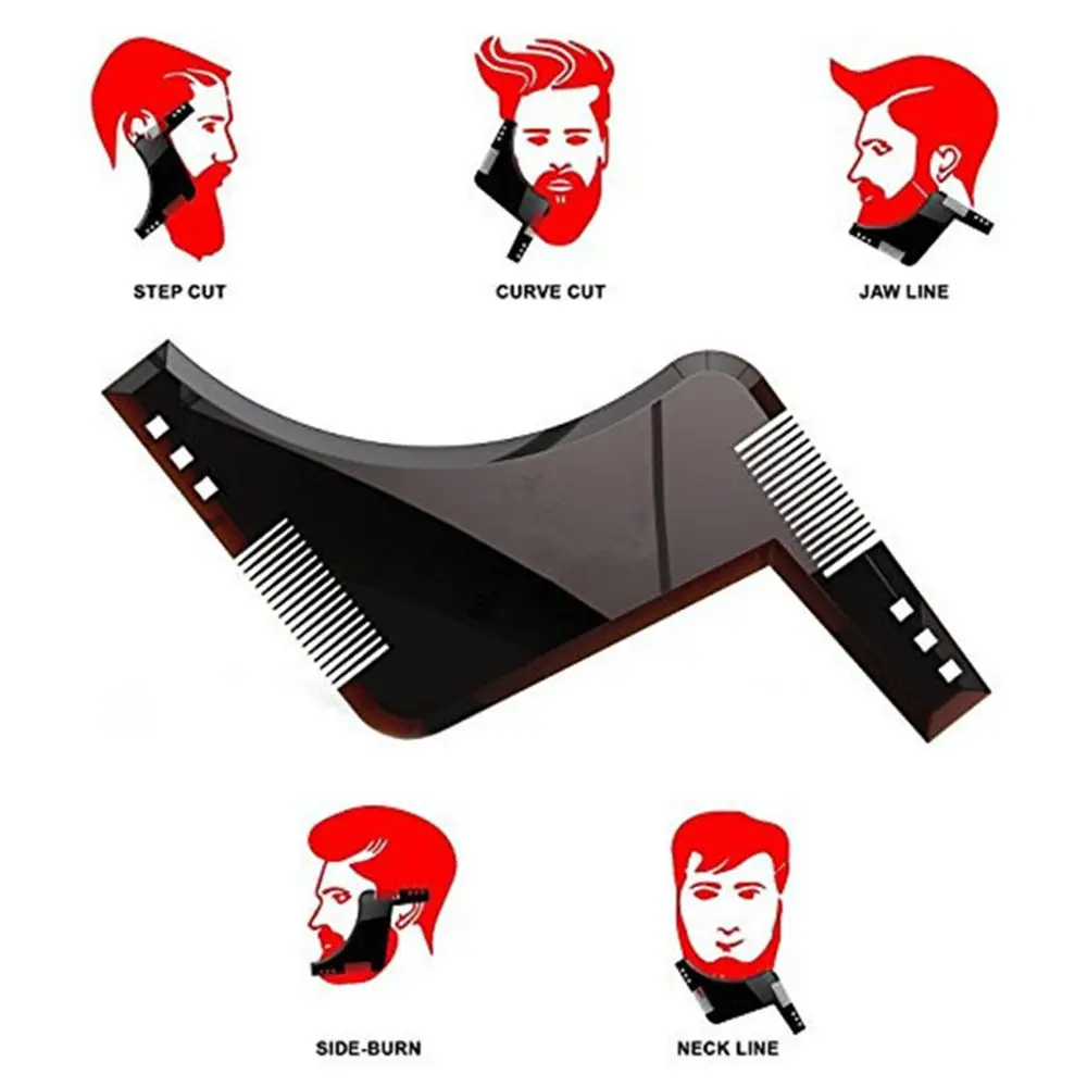 

Hot 1PCS High Quality Beard Shaping Styling Template PLUS Beard Comb All-In-One Tool ABS Comb for Hair Beard Trim Template