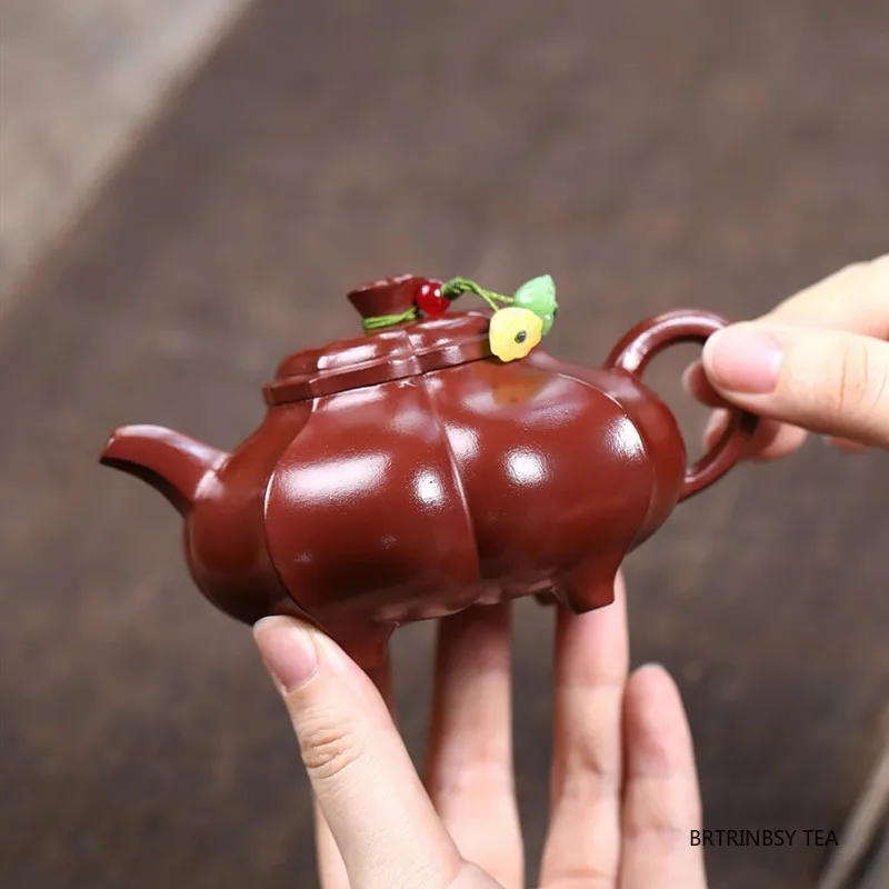 Tetera de arcilla púrpura Yixing, tetera creativa hecha a mano para el hogar, mineral crudo, hervidor de belleza Dahongpao, tetera china Zisha de 140ml