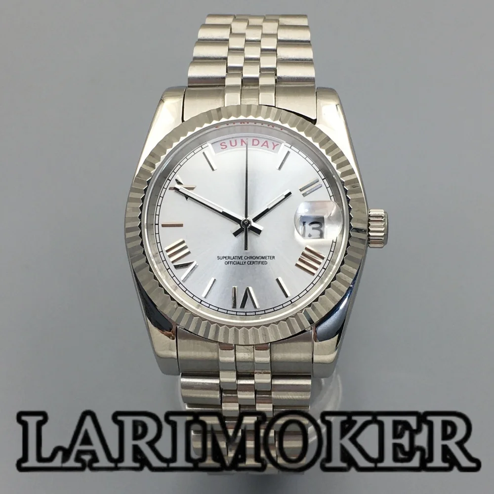 

LARIMOKER 36 мм/39 мм мужские часы Miyota8285 механизм автоматические механические часы серебряный циферблат с сапфировым стеклом водонепроницаемые наручные часы