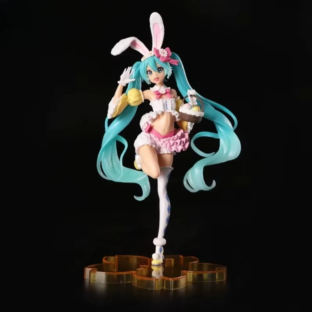 23CM Hatsune Miku Anime Figur Kawaii Pvc Modell Puppe Action-figuren Kaninchen ohren Sammeln ornamente Weihnachten Spielzeug geschenke