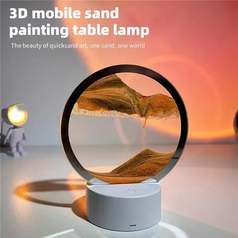 Lava Deep Lamp Sea Hourglass 360° Art Decoration New Moving Home Lights Sandscape Rotating Night Table Sand Gifts