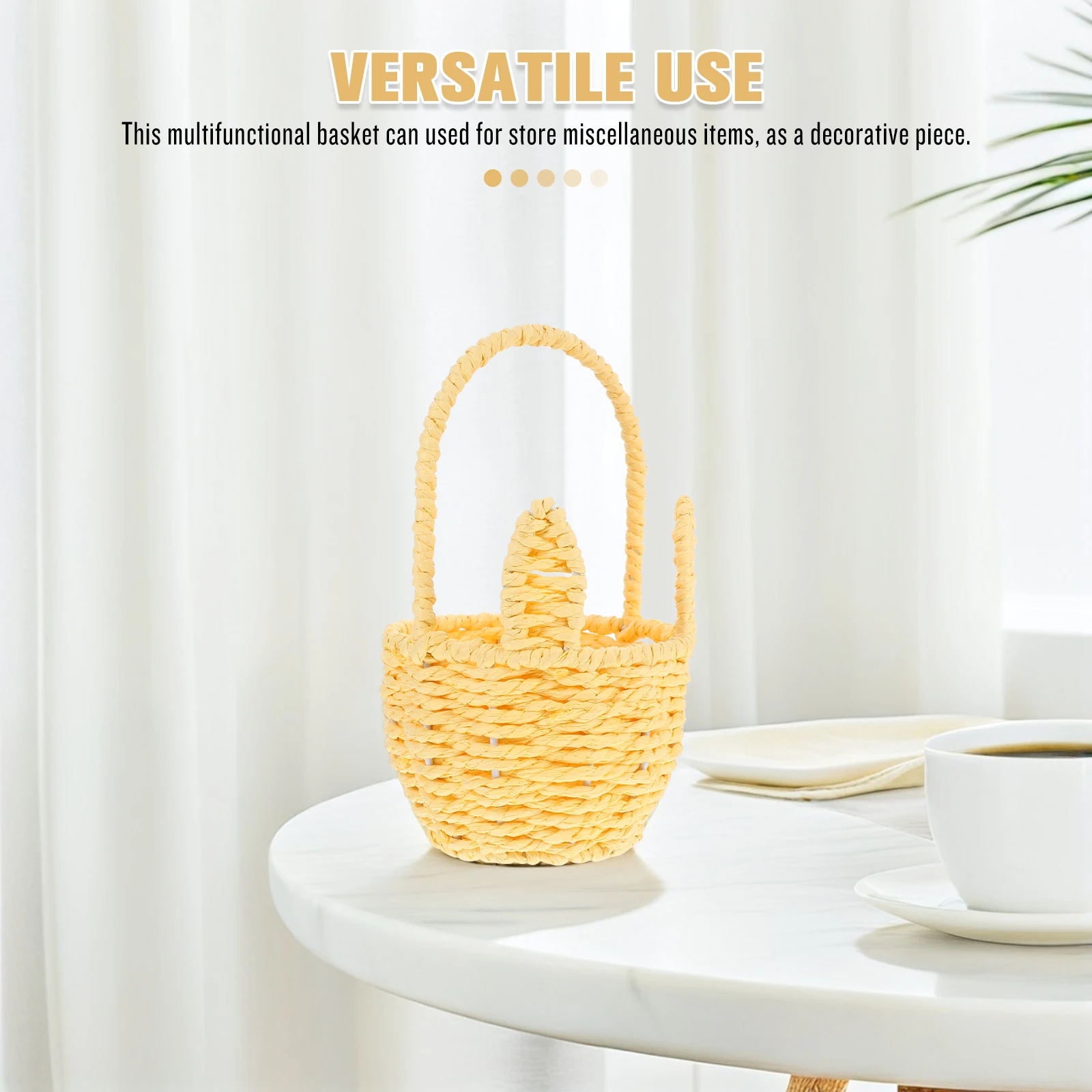 

Rabbit Flower Basket Bunny Candy Shaped Ears Storage Bag Paper Rope Hand Woven Modeling
