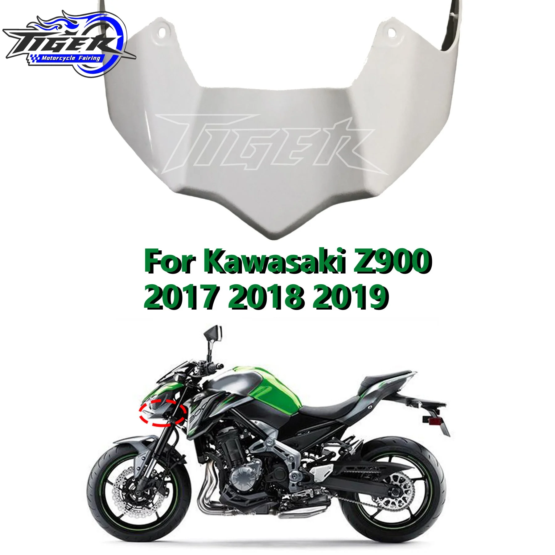 

For Kawasaki Z900 2017 2018 2019 Upper Lower Headlight Cover Front Beak Nose Cone Extension Extender Fairing Winglets