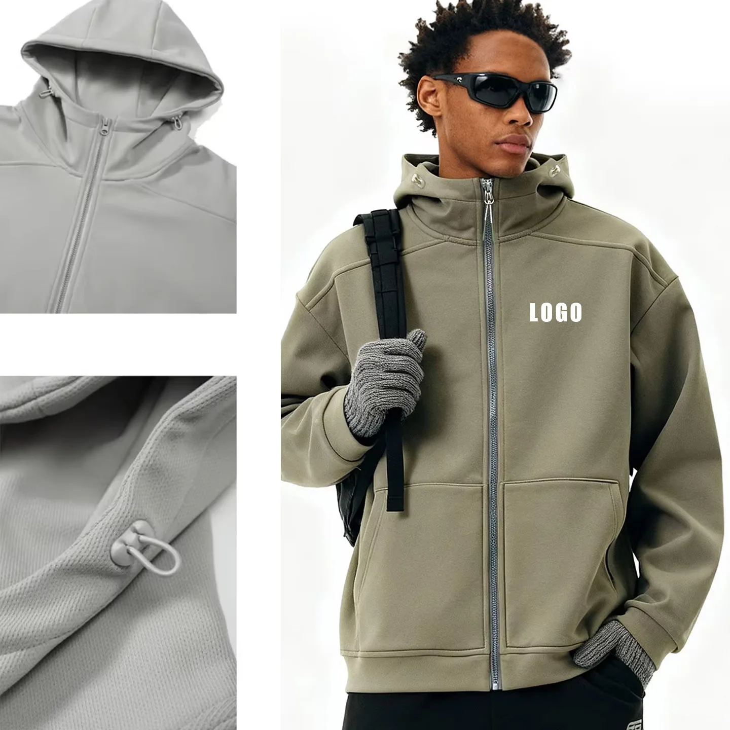 Personalized LOGO Custom Men's Temperature Control Fleece Zipper Hooded Sweater 2026 Spring and Autumn Sports Couple Jacket Top