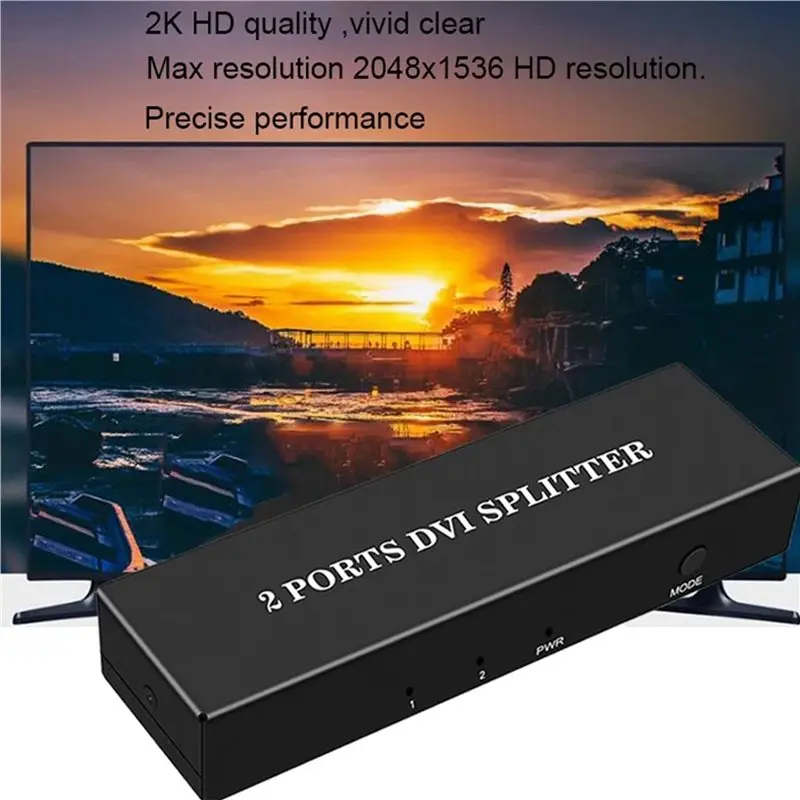 T23C 2X DVI Splitter 1X2 Switch Switcher Extender Adapter 1 DVI-D Input And 2 DVI-D Output Dual Display For Display Computer