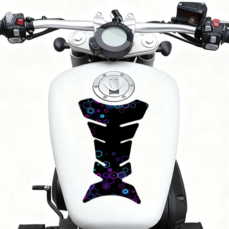 

2 pieces per set motorcycle fuel tank sticker Neon Hexagons Anti-scratch film material protection sticker vinyl