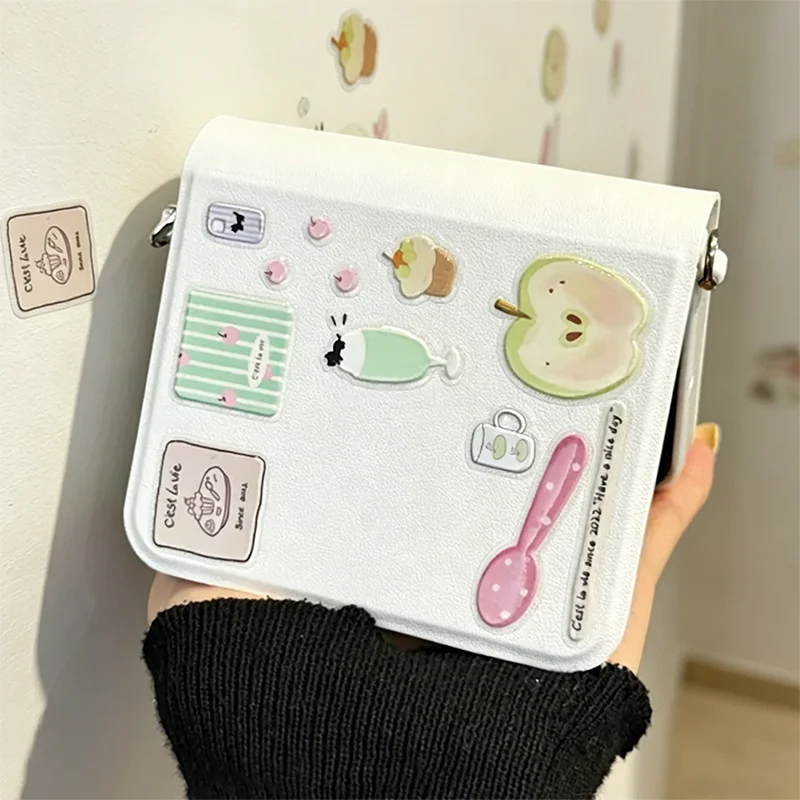 

mix flip case cute book style leather flip cover for Xiaomi mix flip phone case with cartoon DIY stickers&handheld lanyard