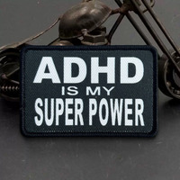ADHD IS MY SUPERPOWER Morale Tactical Patches Funny Hook&Loop Patch Military Badge Gear Armband Backpack Stickers