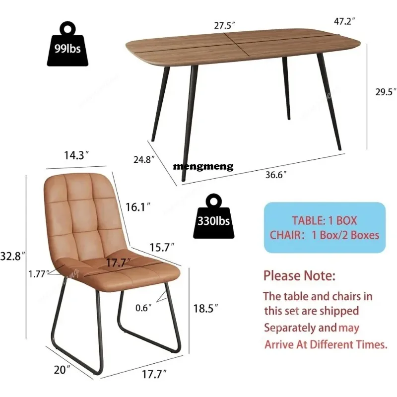 47.2'' Dining Table Set for 4,Modern Wood Dining Table,Leather Dining Chairs 4Table and Chairs Set of 4,Ideal Kitchen Customized