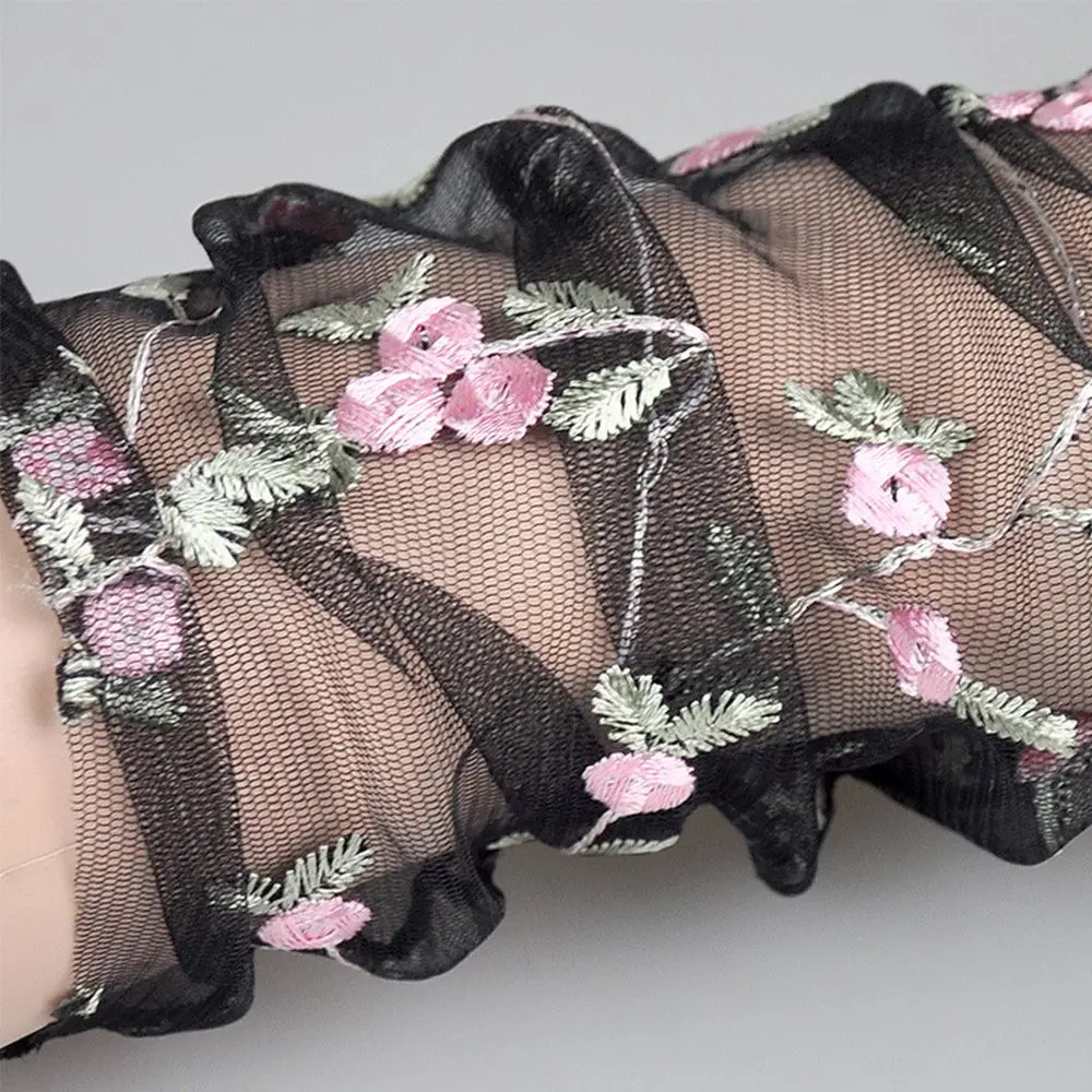 الصيف النساء تنفس التطريز الأزهار الجوارب الطويلة الزهور الجوارب شبكة الجوارب شفافة #2