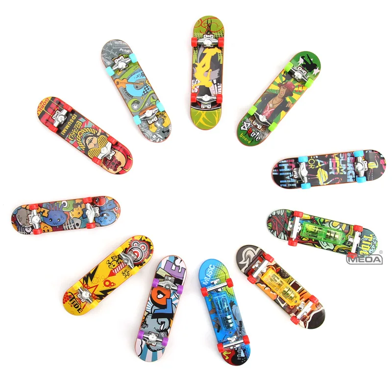 9 stuks mat oppervlak / 3 stuks lichtbakpakket beginners mini legering vinger skateboard DIY kits indoor home vrijetijdsspeelgoed