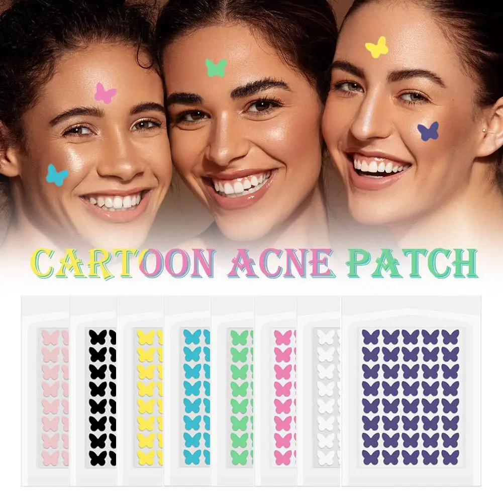 Patchs hydrocolloïdes pour boutons d'acné, pour le visage, estompe les imperfections, marques de boutons, imperfections d'acné fermées, couverture en forme de papillon