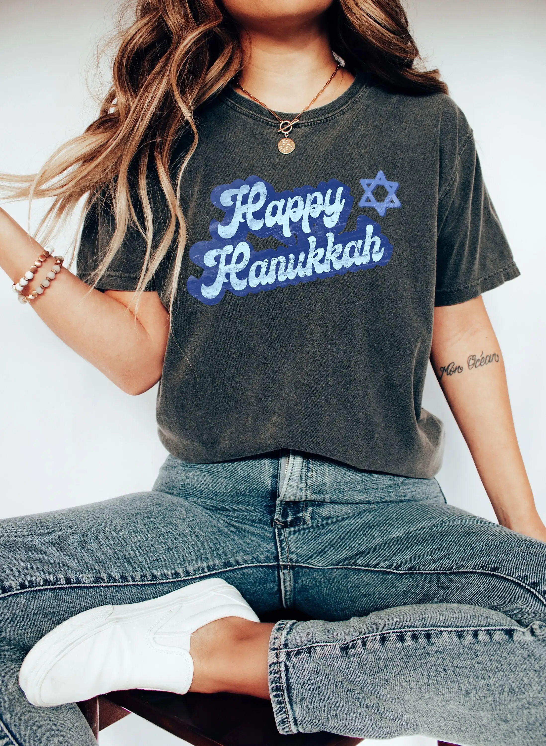 Retro Hanukkah Comfort Colors T Shirt Happy Holiday Jewish Saying Religious For