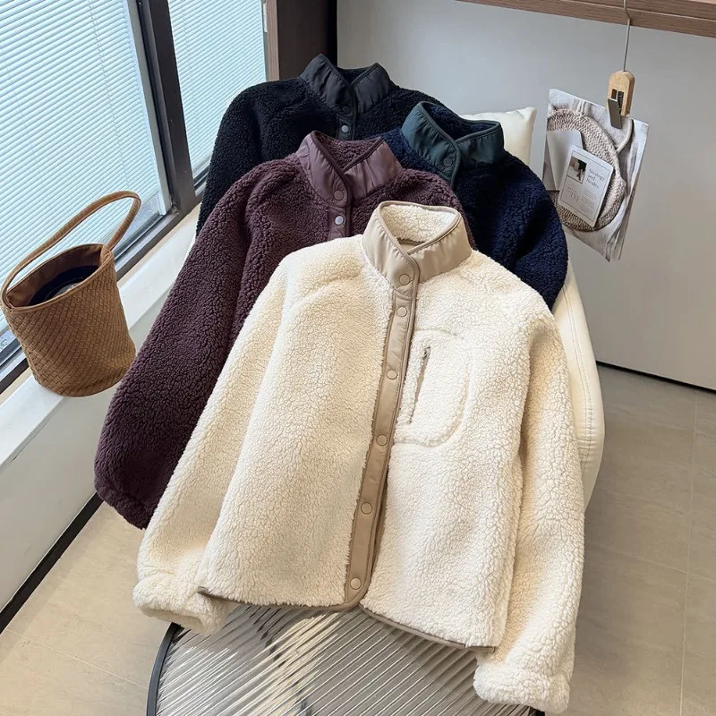 women-men-short-sherpa-fleece-jacket-raglan-sleeve-warm-coatcasual-thick-fuzzy-outerwear-for-autumn-winter-daily-outdoor-wear