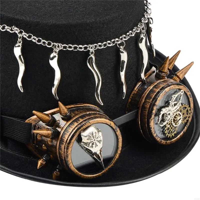Einzigartiger Steampunk-Hut mit Totenkopf-Design, Unisex-Modehut für Cosplay und Halloween Y08E – Detail 7