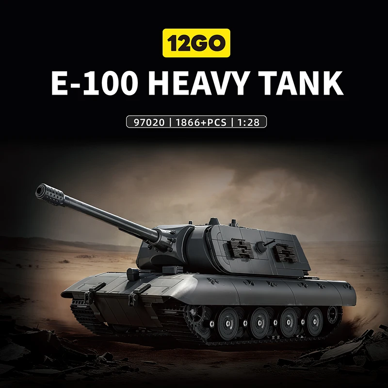 

Супертяжелый танк E-100, 1866 деталей, MOC-конструктор, модель для сборки и демонстрации, идеальный подарок для любителей танков