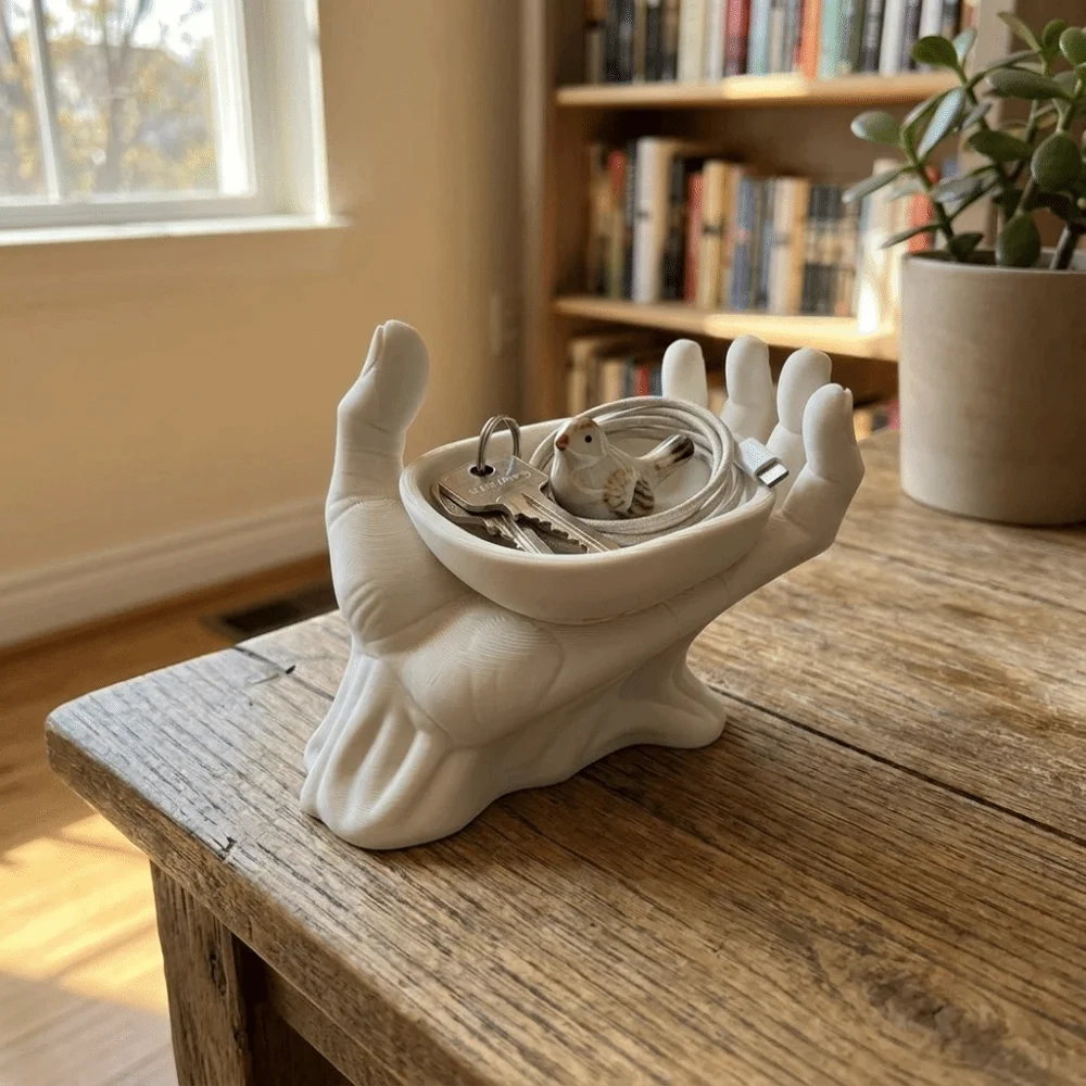 Creative Open Palm Palm Jewelry Storage Tray 3D Printed Plastic Hand Sculpture Multi-purpose Desktop Storage Tray Desktop
