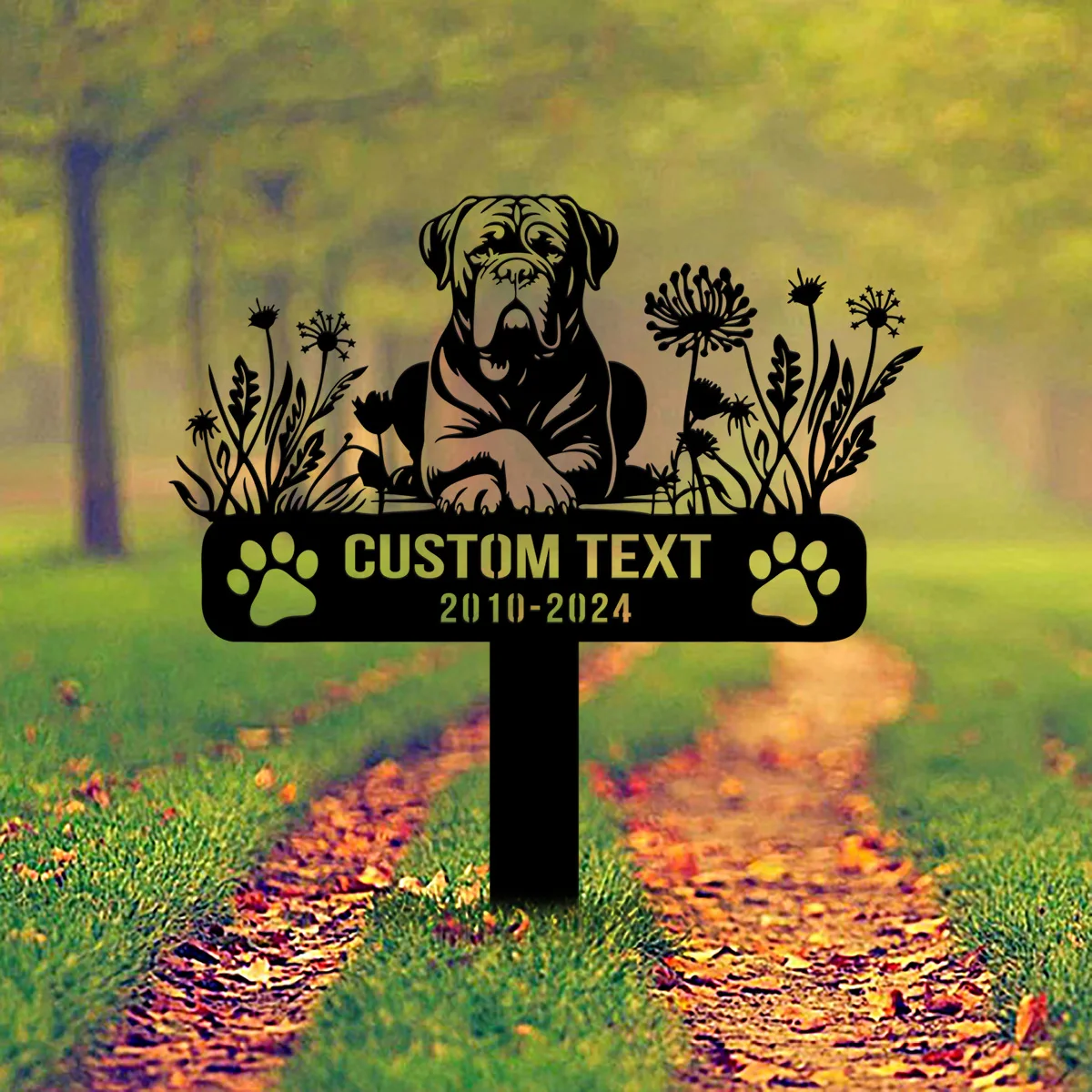 Custom Dogue De Bordeaux Dog Memorial Stake, Dog Stake Metal Sign, Personalized Pet Outdoor Stake, Animal Garden Stake