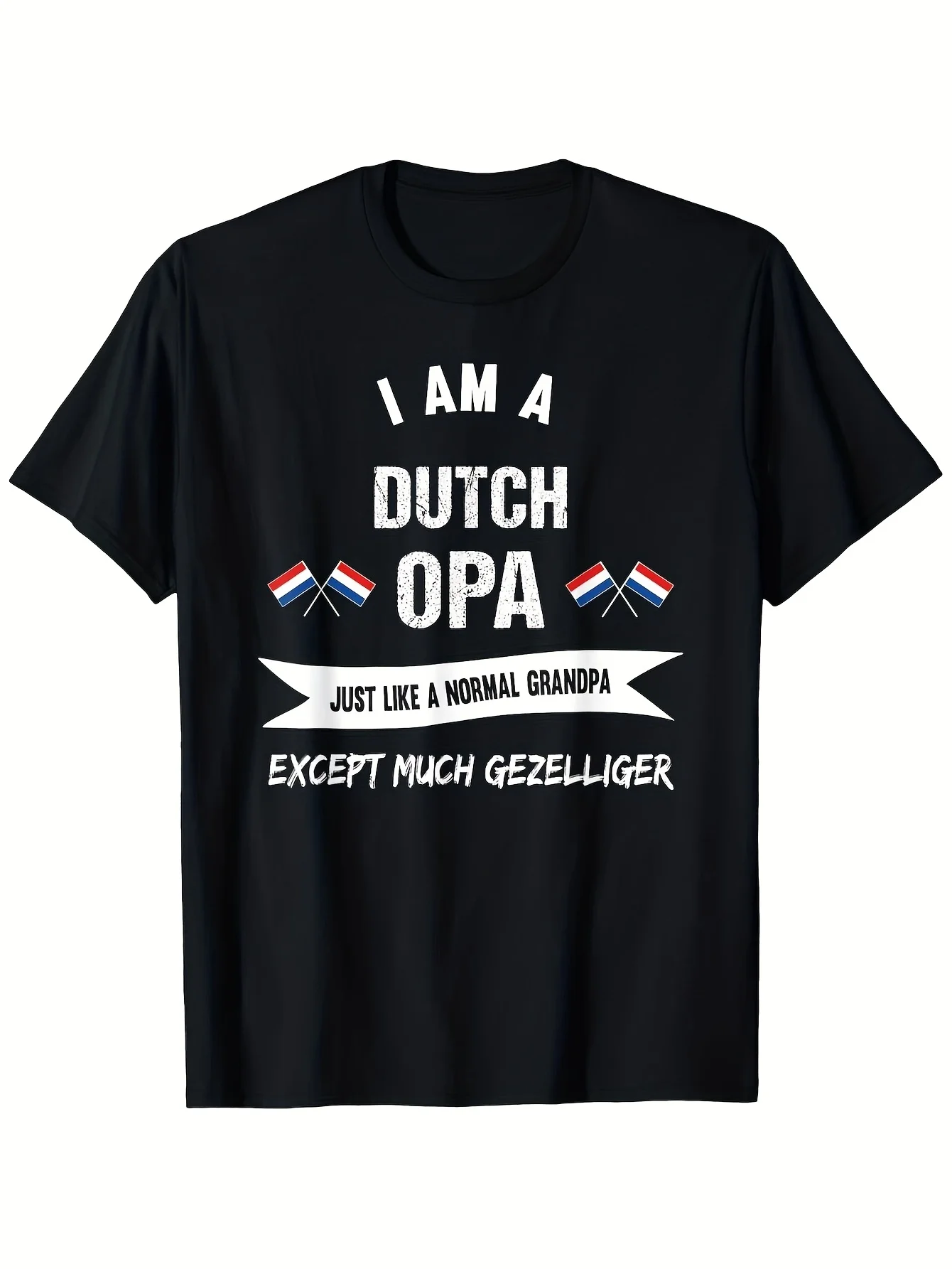 Мужская футболка с рисунком Dutch Opa — «I Am a Dutch Opa» со слоганом и флагом, дышащая повседневная футболка с коротким рукавом, стандартный крой